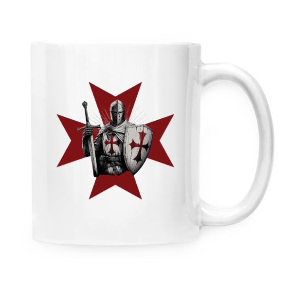 Hrnek malý bílý s potiskem Crusader-Rytíř Templář-motiv2