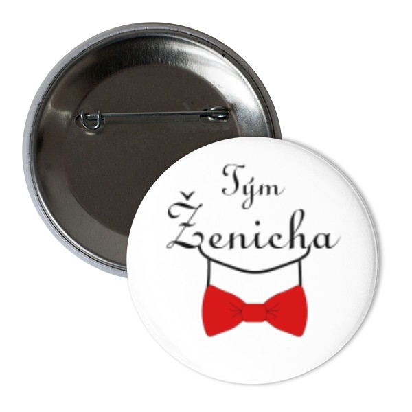 Odznáček  s potiskem Tým ženicha s motýlkem