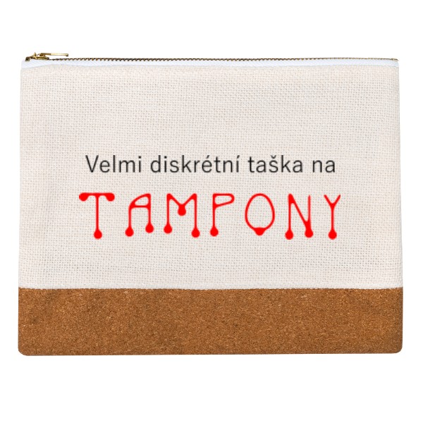 Penál lněný s potiskem Velmi diskrétní taška na tampony