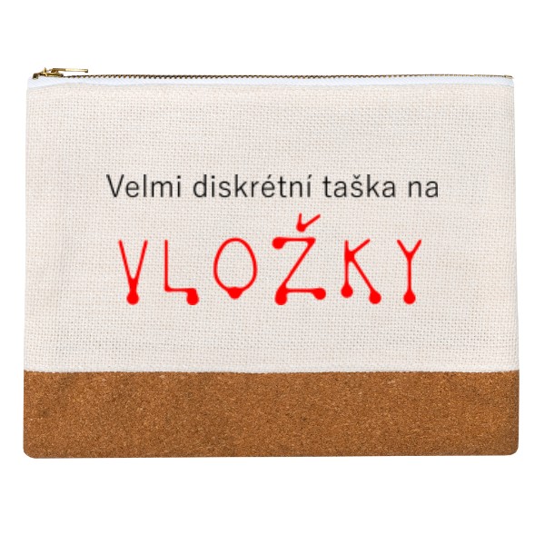 Penál lněný s potiskem Velmi diskrétní taška na vložky