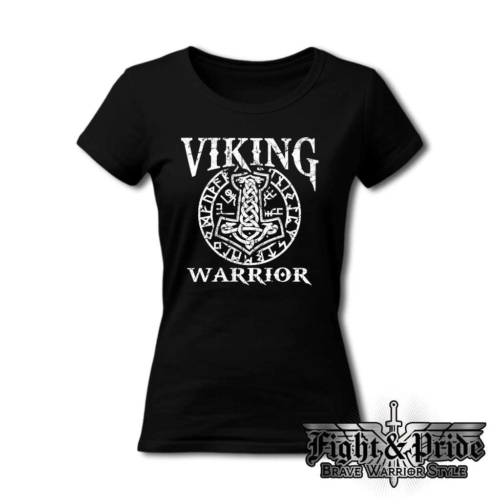 Tričko s potiskem Viking Warrior-Runy a kladivo-bílý design